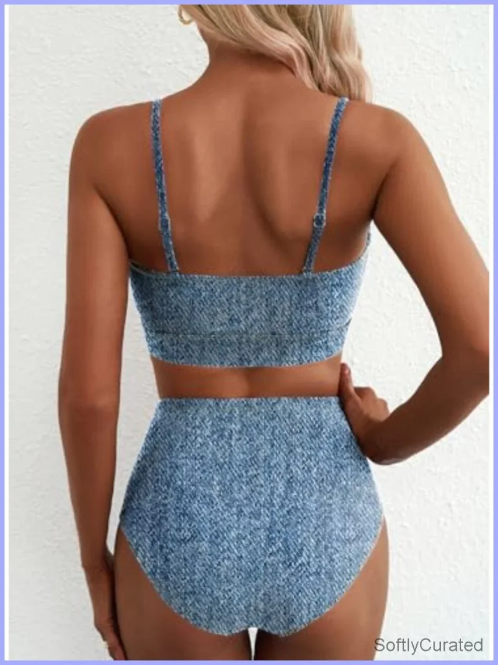 2 Piece Bikini Set High Waisted Cutout Push Up Ruched Seashell Ring Swimsuit